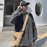 709-2-MY35-P115春单人水洗全棉拼麻花辫套头宽松大码毛衣男，男装针织衫/毛衣，星座709-2