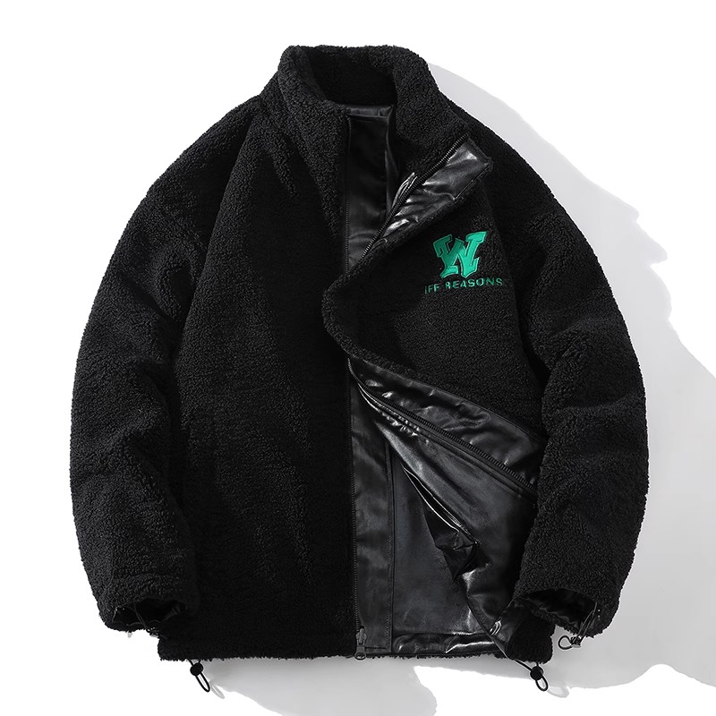 709-MY1006-P15023冬款白底皮衣加羊羔毛双面穿刺绣立领棉衣男,男装棉衣,星座709-2