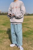 709-2-W303-P8023秋款港味单人刺绣印花外套拉链袖圆领休闲卫衣，男装卫衣，星座709-2