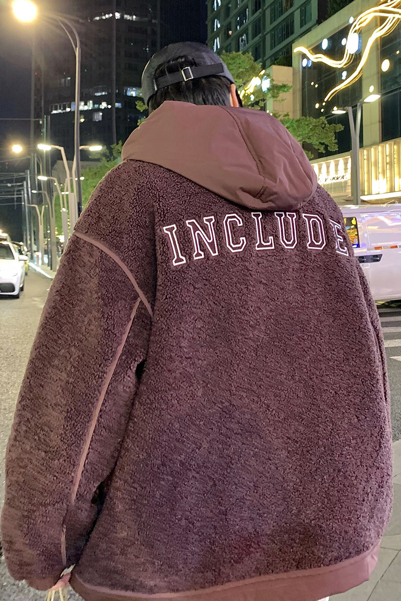 709-2-MY1501-P17023新款单人羊羔毛拼接工装颗粒绒连帽棉衣外套,男装棉衣,星座709-2