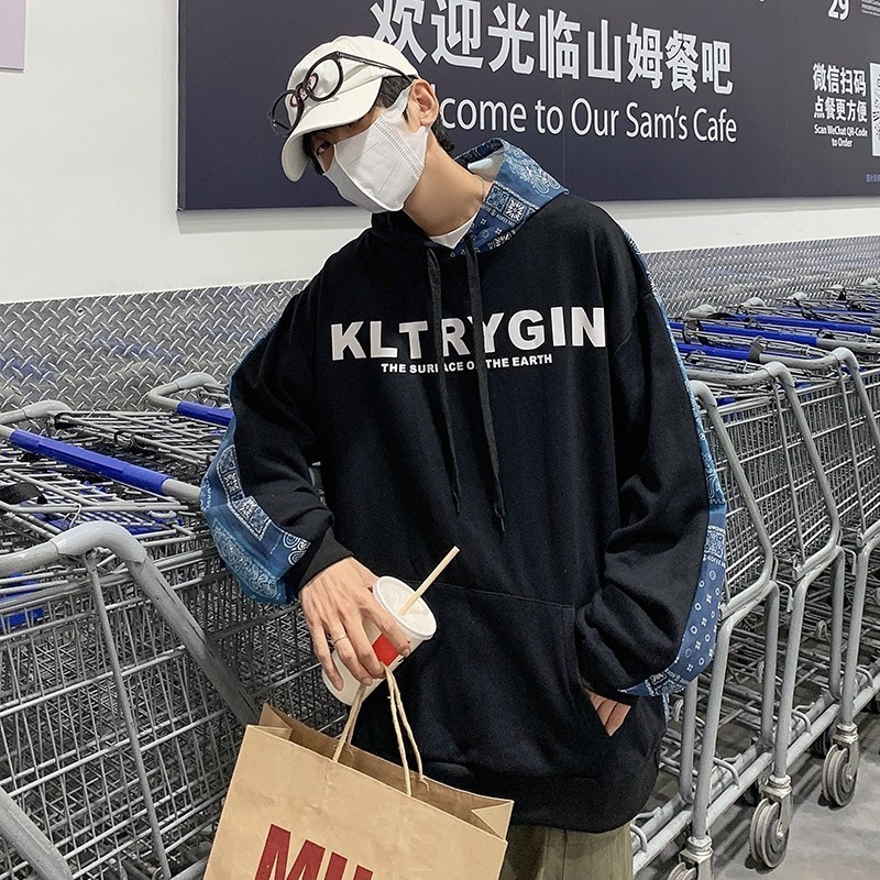 709-2-W512-P70春单人港风连帽印花腰果花外套百搭休闲卫衣男,男装卫衣,星座709-2