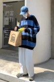 709-2-MY38-P100春单人简约连帽毛衣拼色条纹全棉大码外套男，男装针织衫/毛衣，星座709-2