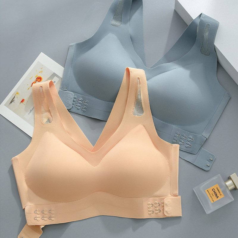 无痕无钢圈文胸聚拢美背超薄冰丝前扣运动瑜伽内衣防下垂文胸少女