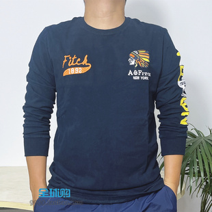 清仓美国af长袖 外穿上衣潮牌休闲打底衫 T恤男士 修身 圆领厚款 特价