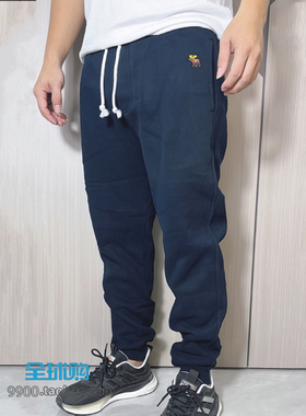 特价2025春秋欧美小脚长裤男装纯色刺绣宽松AF加绒卫裤外穿运动裤