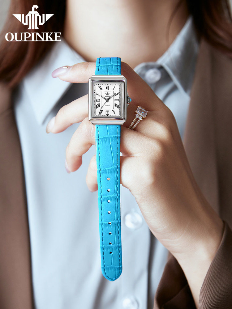 欧品客新品女士机械表防水真皮指针式手表十大品牌时尚夜光