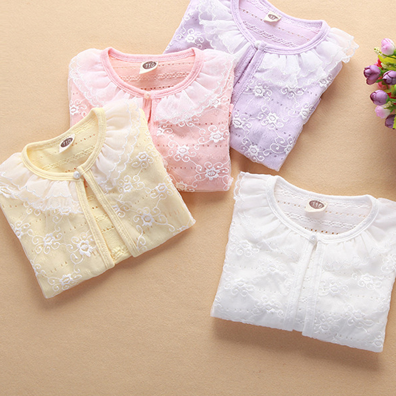 童装夏季新款外套女童镂空防晒衣儿童蕾丝长袖坎肩宝宝空调小披风