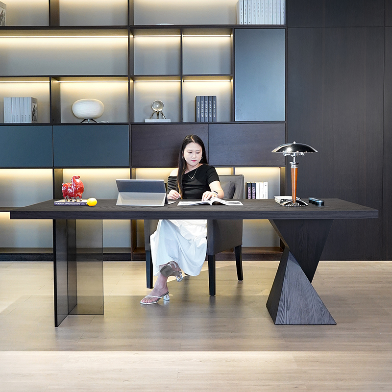 白蜡木纯实木亚克力意式极简书桌