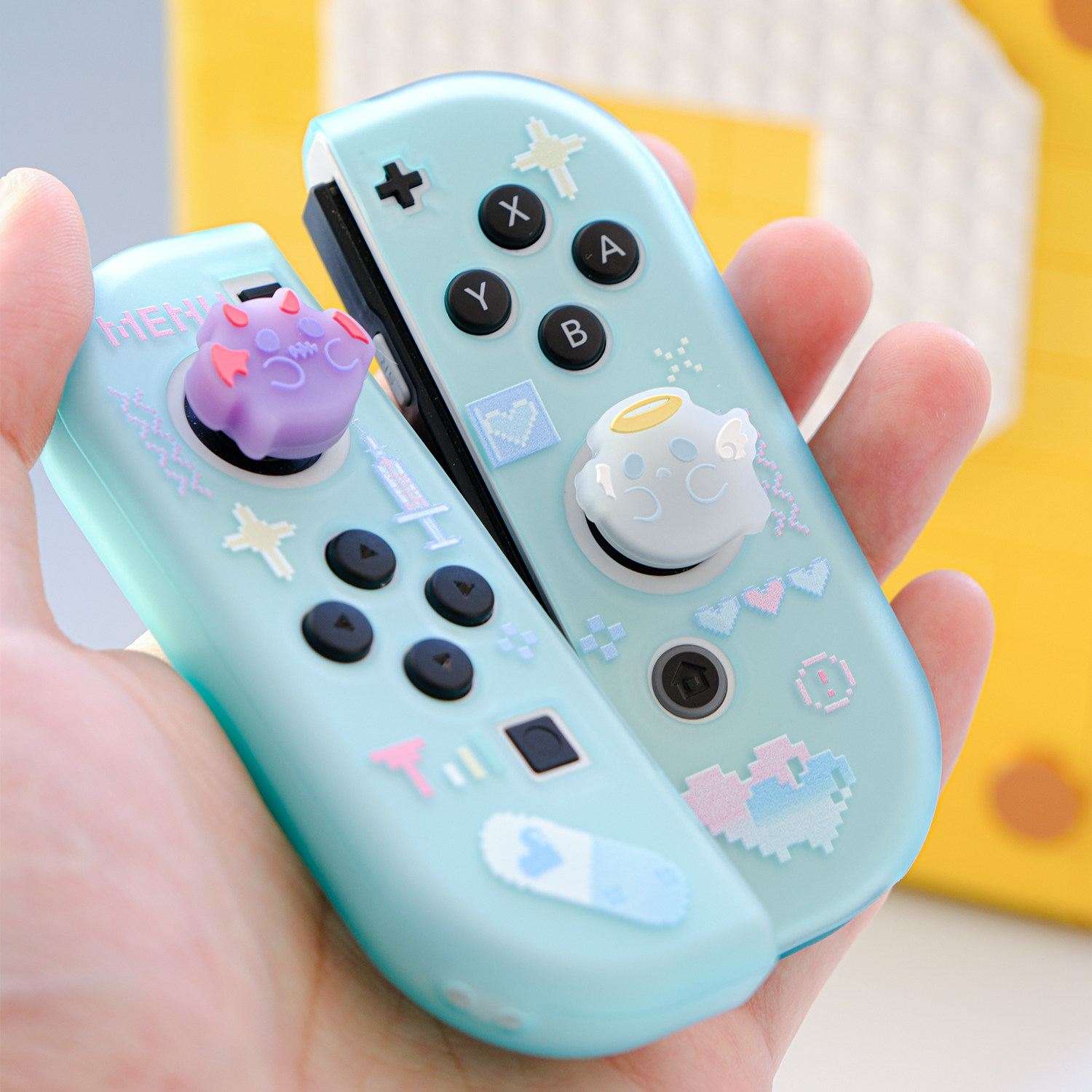 스위치 로커 캡은 매우 귀엽고 빛나는 작은 유령입니다. NINTENDO 액세서리 NS 핸들 키캡 실리콘 소프트 쉘