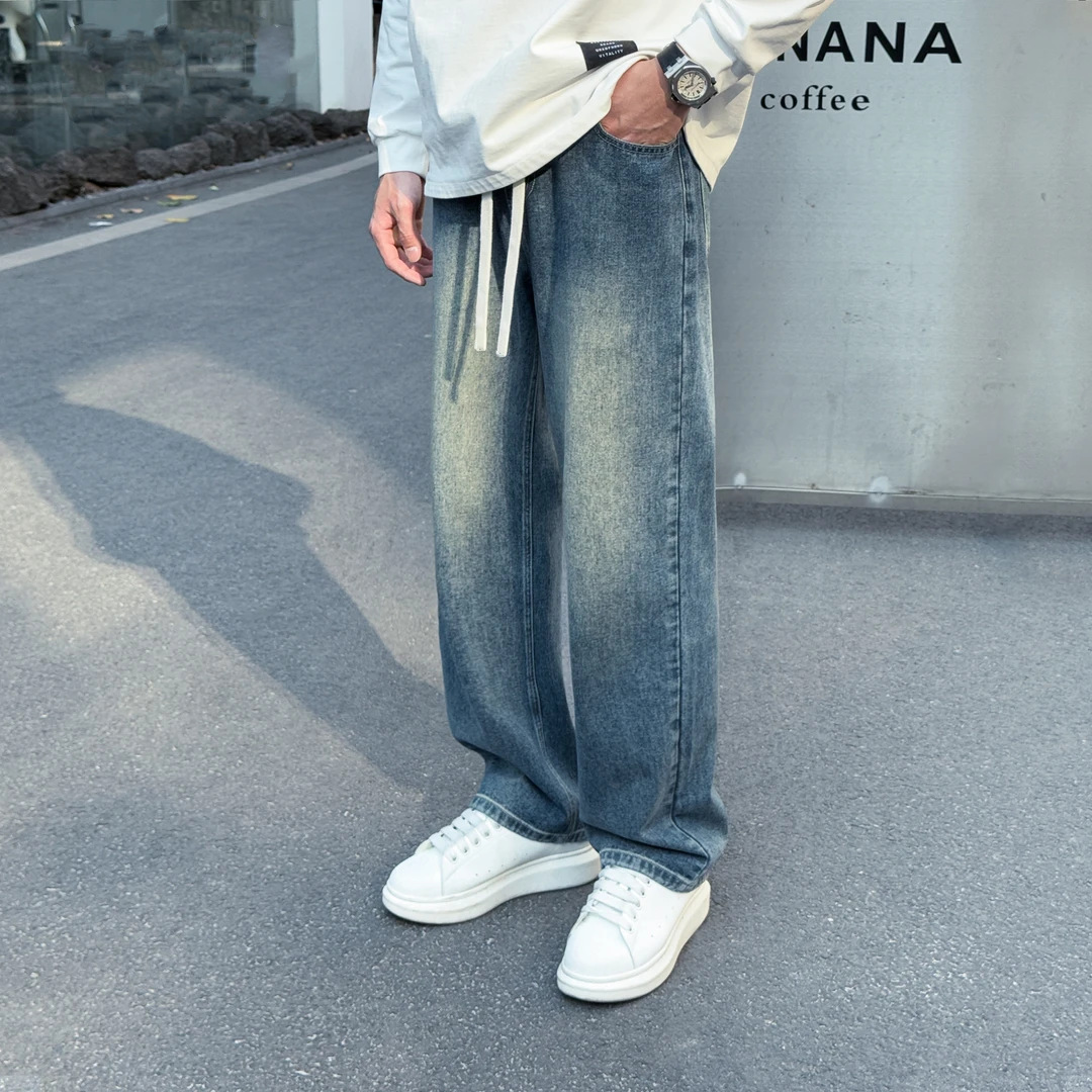 薄款裤子男款夏季牛仔裤男男装长裤直筒宽松青少年休闲男士男裤夏
