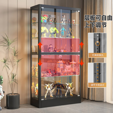手办柜展示柜乐高模型盲盒收纳陈列展示架展厅样品展览玻璃柜钢制
