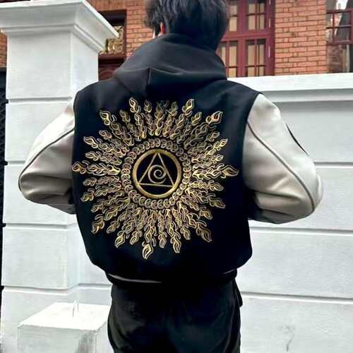 春季光明之眼二层皮vibe刺绣棒球服高街男女情侣网红同款夹克外套