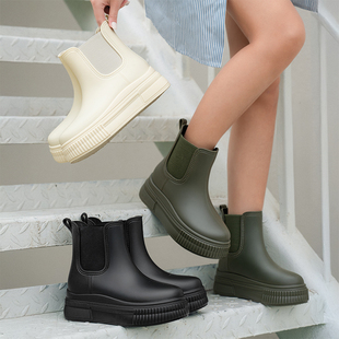 时尚雨鞋女款2026新款厚底外穿水鞋成人短筒胶鞋女款防水防滑雨靴