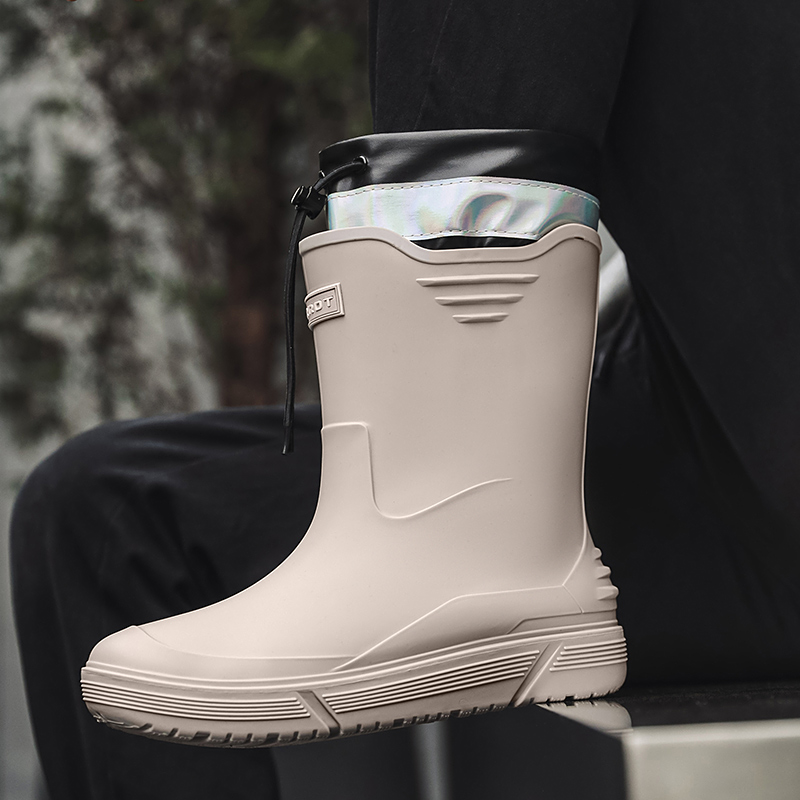 户外新款雨鞋男冬季加绒中筒雨靴