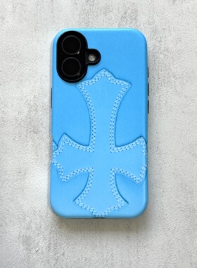 粗心袖口 倒十字架蓝色小众手机壳 适用安卓苹果iPhone17ProMax16Pro15Pro手机壳