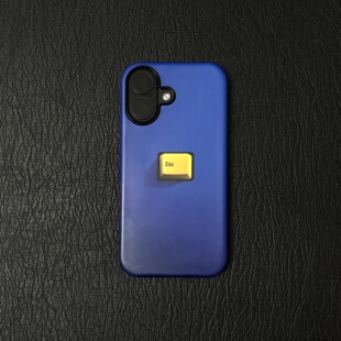 适用安卓苹果iPhone17ProMax16Pro15Pro手机壳 esc键盘蓝黄色简约搞怪风抽象图案手机壳 粗心袖 口