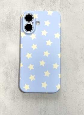 粗心袖口 小星星蓝黄色系ins风小众手机壳 适用安卓苹果iPhone17ProMax16Pro15Pro手机壳