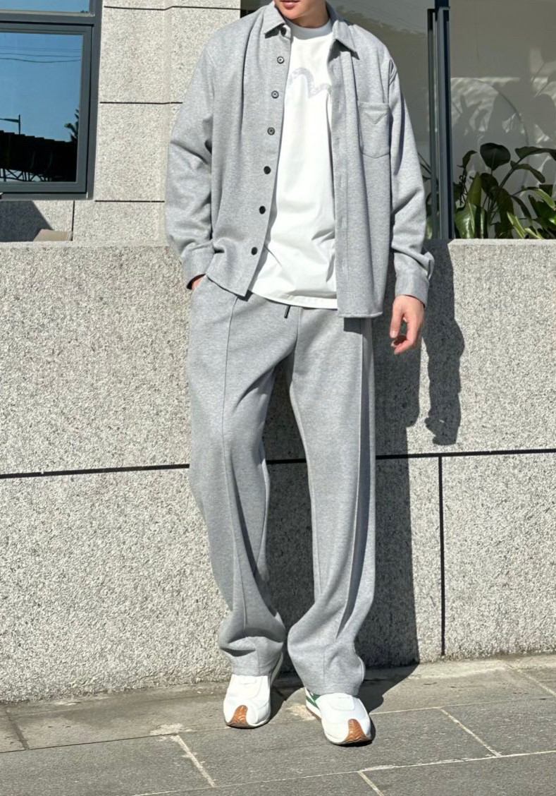 秋冬新款男士休闲时尚百搭三角标衬衫外衣定制面料柔软舒适含羊毛