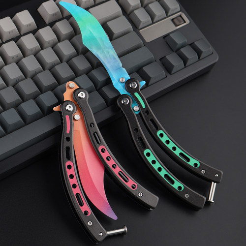 csgo蝴蝶刀未开刃不锈钢折叠