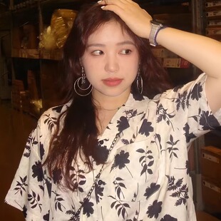 夏季 美式 2025新款 衬衫 宽松小众百搭高级感情侣衬衣潮 复古碎花短袖