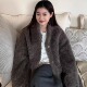 灰色复古立领羊羔毛毛外套女款 冬季 皮毛一体百搭保暖加厚皮草上衣