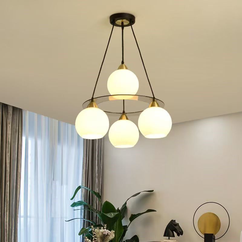 简约现代餐厅吊灯创意led三四头圆形饭厅M客厅灯轻奢吧台网红吊灯