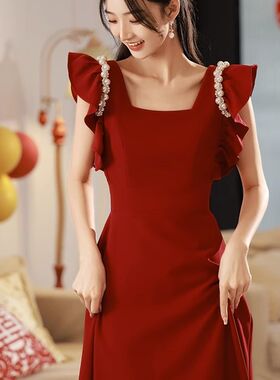 平时可穿礼c服敬酒服2024新款新娘高级感L回门订婚连衣裙夏季显瘦