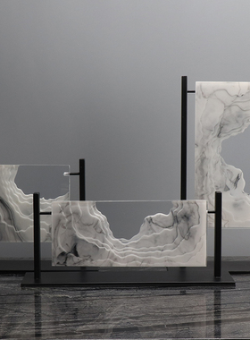 新中式创意假山雕塑禅意摆件书房办公室招财摆设进门玄关软装饰品