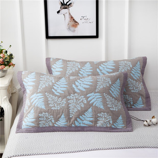 新款纯棉细沙六层加厚纱布单人枕巾一对装高档55*85成人枕头巾