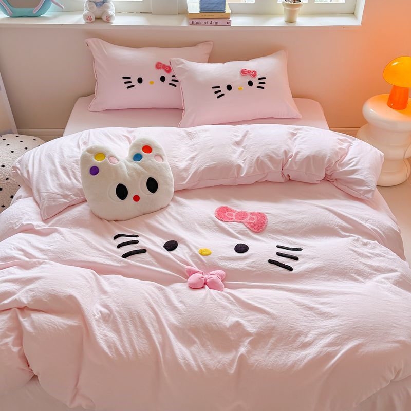 少女心卡通儿童水洗棉四件套被套床单人三件套宿舍学生床笠款床品