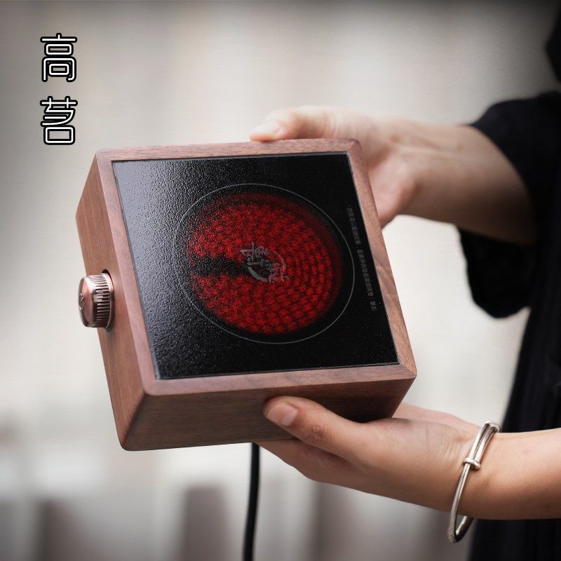 小型电陶炉煮茶器胡桃木家用2024新款实木小茶炉办公室围炉煮茶壶