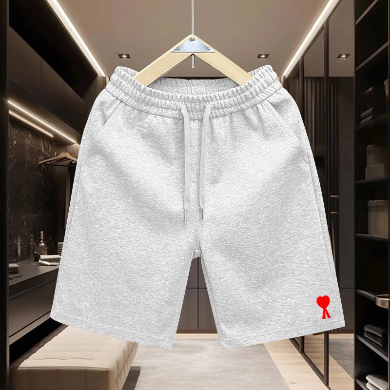 夏季新款刺绣爱心短裤男宽松美式运动五分裤潮牌直筒休闲情侣卫裤