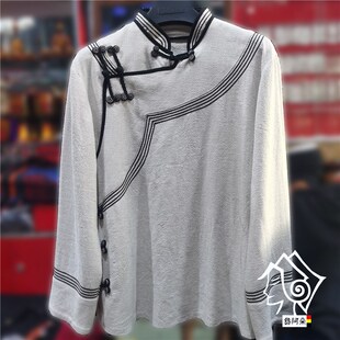 凉山彝族服装男装白色棉麻手工外套伴郎毕摩服传统复古少数民族