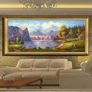 手绘欧式 风景油画客厅酒店别墅餐厅办公室餐厅沙发背景书房挂画