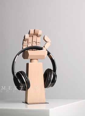 现代轻奢音乐主题耳机架饰品摆件木制手 儿童房书房样板房装饰