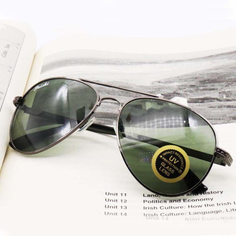 新款双梁蛤蟆镜金属框钢化玻璃墨绿片司机太阳眼镜男女款工厂现货