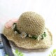 夏草帽文艺小清新花环花朵编织镂空亲子草帽子女出游韩版 儿童凉帽