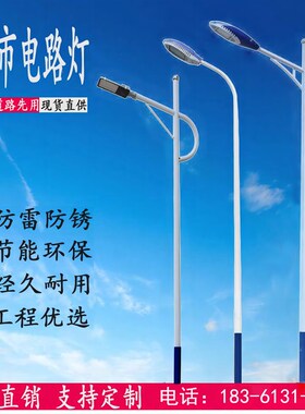 LED市电路灯6米k8米10米灯杆户外220V超亮定制市政工程道路高杆灯