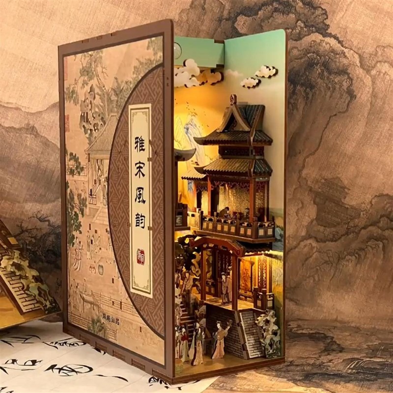 diy小屋中国古风建筑榫卯积木立体拼图宋朝模型儿童玩具礼物女生