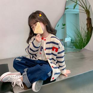 女童毛衣2022新款冬装针织衫儿童开衫冬季女宝宝时髦洋气秋冬外套