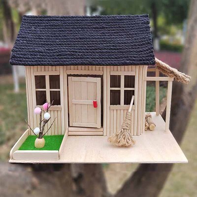 幼儿园环创主题diy小木屋材料B农村新年亲子手工制作瓦屋农村小院