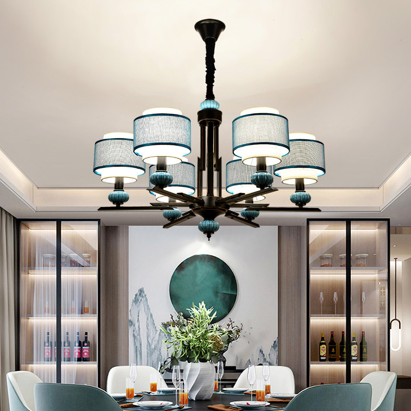 新中式吊灯中国风陶瓷布艺茶楼灯酒店包间大厅书房餐厅客厅灯具,家装灯饰光源,客厅吊灯,淘宝优惠券,粉丝福利购,淘宝优惠卷