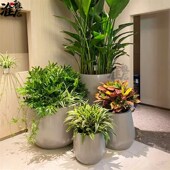 玻璃钢组合花盆室内写字楼商场装 美陈花钵 饰落地花器简约现代软装