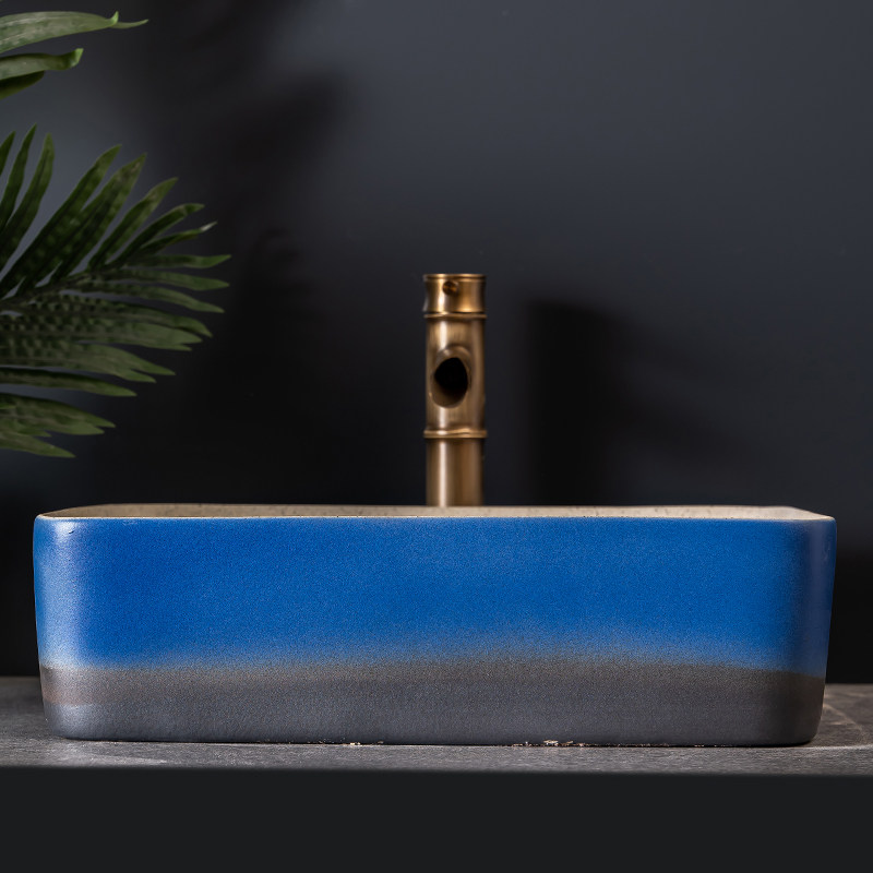 台上盆中式台盆仿古酒店洗脸盆卫生间家K用水池复古陶瓷洗手盆4