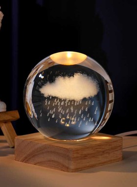 发光太阳系水晶球桌面摆件送女友学生玻璃球小夜灯装饰品生日礼物