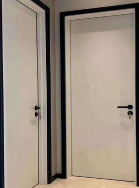 热卖定制室内实木复合套装烤漆黑色框现代极简约北欧轻奢白平开门