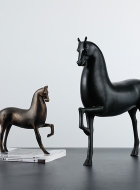 新中式禅意马摆件简约玄关客厅酒柜样板房间软装饰品创意抽象摆设