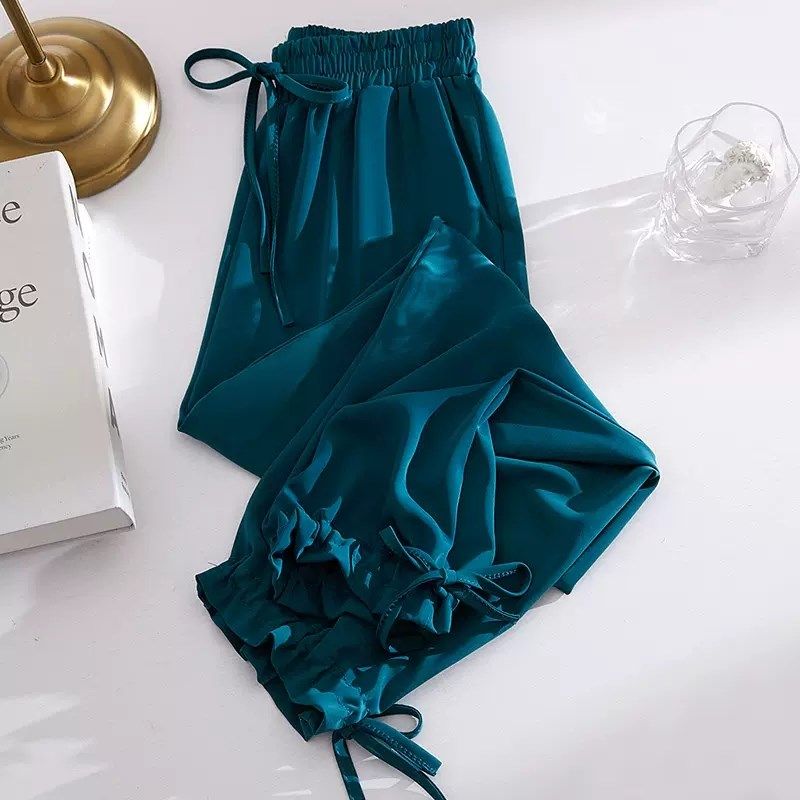 夏季冰丝运动裤女薄款宽松束脚裤显瘦2024新款灯笼裤子雪纺休闲裤