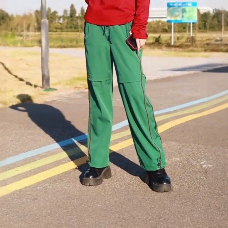 户外休闲裤女春秋保暖显瘦宽松爬山骑行长裤运动卫裤直筒阔腿裤男