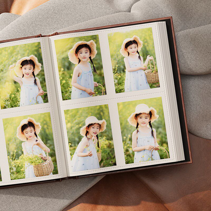 全竖6寸皮质相册本插页式家庭手机照片影集大容量5宝宝收纳纪念册